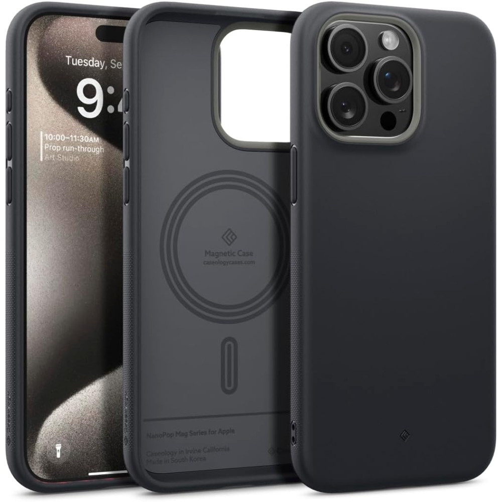 Θήκη Apple iPhone 15 Pro Max - Caseology Nano Pop Mag Ανθεκτική MagSafe Σιλικόνης - Black Sesame (ACS06618)