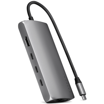 Satechi USB-C Multiport Adapter 8K With Ethernet V3 - Αντάπτορας με 4 x Type-C 3.2 / 1 x Type-C PD 85W / 1 x HDMI 8K 30Hz / 1 x Ethernet / 1 x SD 4.0 - Space Gray (ST-P8KEM)