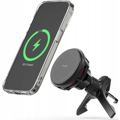 Ringke Peltier Magnetic Car Charger Mount - Μαγνητική Βάση Ασύρματης Φόρτισης MagSafe για Αεραγωγούς Αυτοκινήτου - 15W - Black (8809919305044)