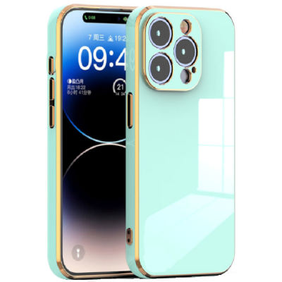 Θήκη Apple iPhone 15 Pro Max - Bodycell Gold Plated Σιλικόνης - Mint Green (5206015073847)
