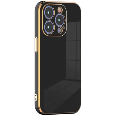 Θήκη Apple iPhone 15 Pro Max - Bodycell Gold Plated Σιλικόνης - Black (5206015073830)