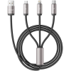 Tech-Protect Ultraboost 3 in 1 - Καλώδιο Φόρτισης και Μεταφοράς Δεδομένων USB-A σε Lightning / Type-C / MicroUSB - 100cm - 3.5A - Grey (5906203691272)
