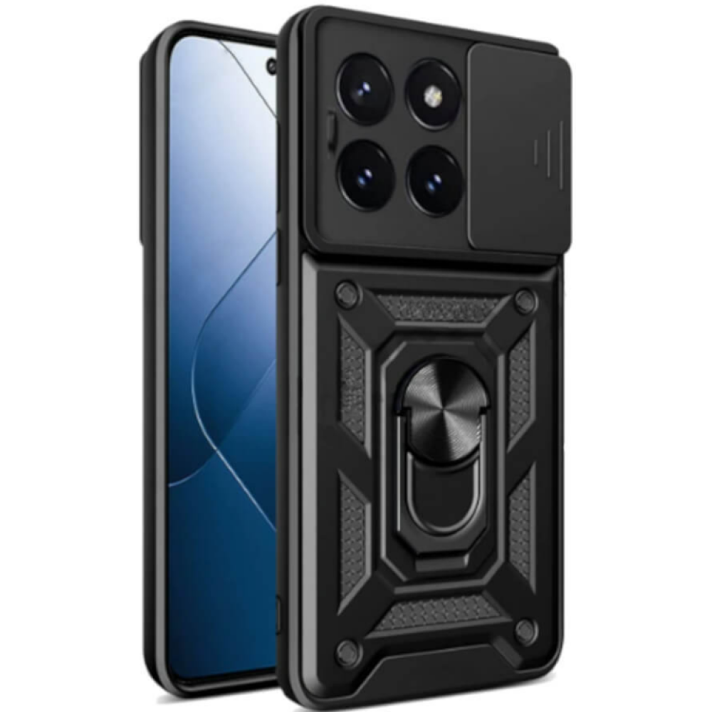 Ανθεκτική Θήκη με Κάλυμμα για την Κάμερα & Μεταλλικό Ring Holder - Xiaomi 14 Pro - Bodycell Armor Slide - Black (5206015072772)
