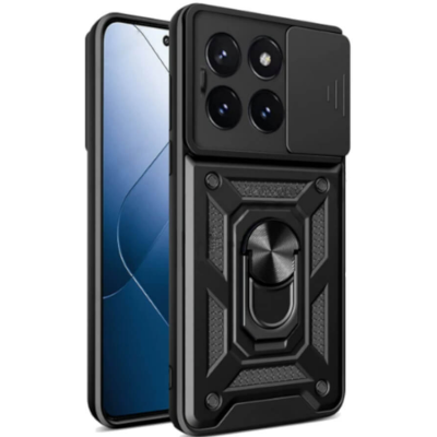 Ανθεκτική Θήκη με Κάλυμμα για την Κάμερα & Μεταλλικό Ring Holder - Xiaomi 14 Pro - Bodycell Armor Slide - Black (5206015072772)