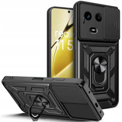 Bodycell Armor Slide - Ανθεκτική Θήκη Realme 11 5G / 11x με Κάλυμμα για την Κάμερα & Μεταλλικό Ring Holder - Black (5206015072598)