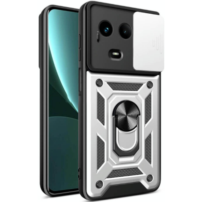 Bodycell Armor Slide - Ανθεκτική Θήκη Realme 11 5G / 11x με Κάλυμμα για την Κάμερα & Μεταλλικό Ring Holder - Silver (5206015072611)