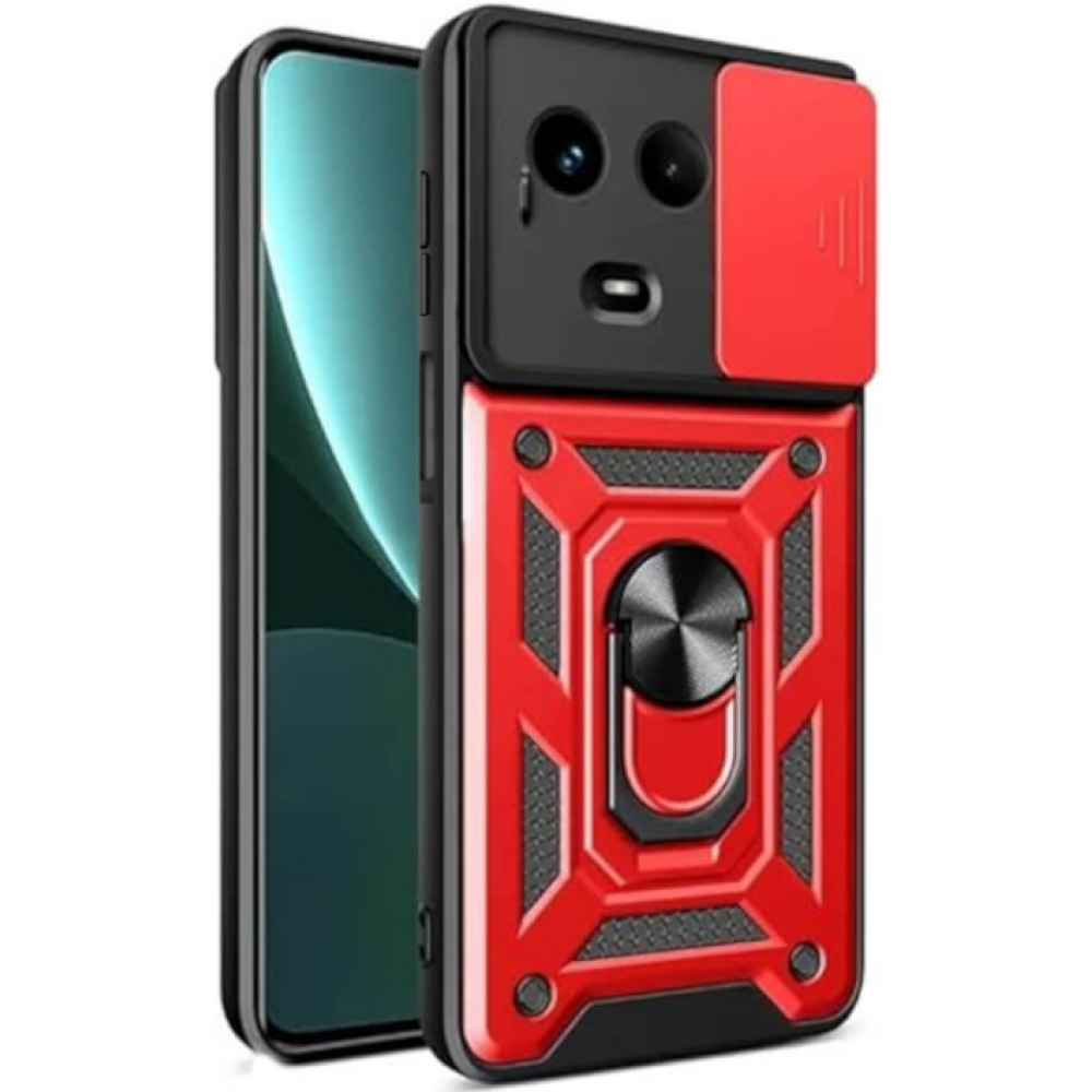 Bodycell Armor Slide - Ανθεκτική Θήκη Realme 11 5G / 11x με Κάλυμμα για την Κάμερα & Μεταλλικό Ring Holder - Red (5206015072604)