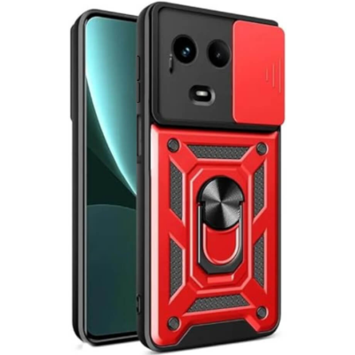 Bodycell Armor Slide - Ανθεκτική Θήκη Realme 11 5G / 11x με Κάλυμμα για την Κάμερα & Μεταλλικό Ring Holder - Red (5206015072604)