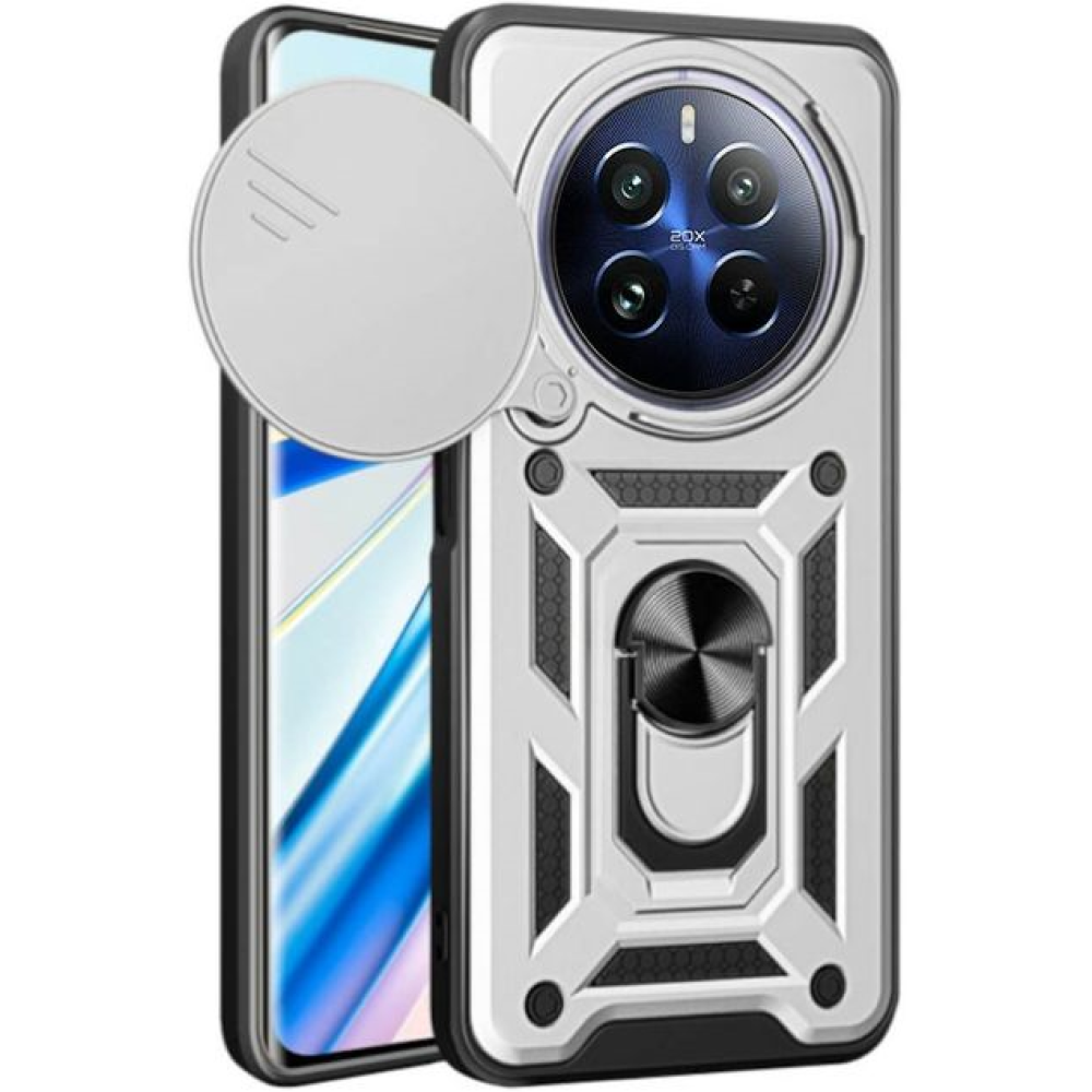 Ανθεκτική Θήκη με Κάλυμμα για την Κάμερα & Μεταλλικό Ring Holder - Realme 12 Pro / 12 Pro Plus - Bodycell Armor Slide - Silver (5206015074660)
