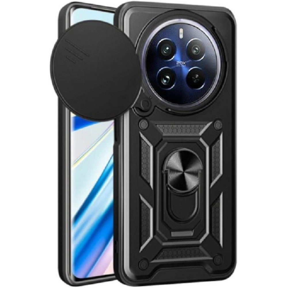 Ανθεκτική Θήκη με Κάλυμμα για την Κάμερα & Μεταλλικό Ring Holder - Realme 12 Pro / 12 Pro Plus - Bodycell Armor Slide - Black (5206015074646)