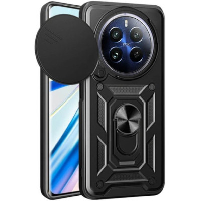 Ανθεκτική Θήκη με Κάλυμμα για την Κάμερα & Μεταλλικό Ring Holder - Realme 12 Pro / 12 Pro Plus - Bodycell Armor Slide - Black (5206015074646)