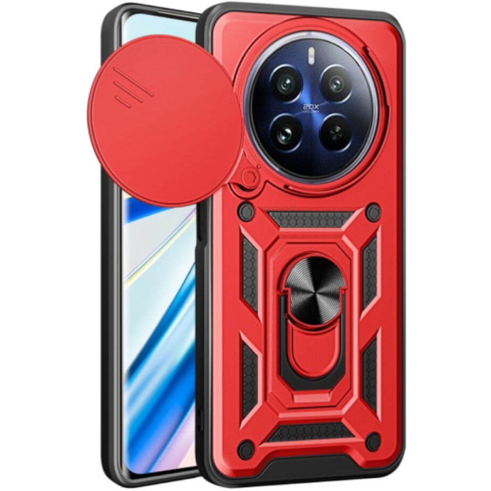 Ανθεκτική Θήκη με Κάλυμμα για την Κάμερα & Μεταλλικό Ring Holder - Realme 12 Pro / 12 Pro Plus - Bodycell Armor Slide - Red (5206015074653)