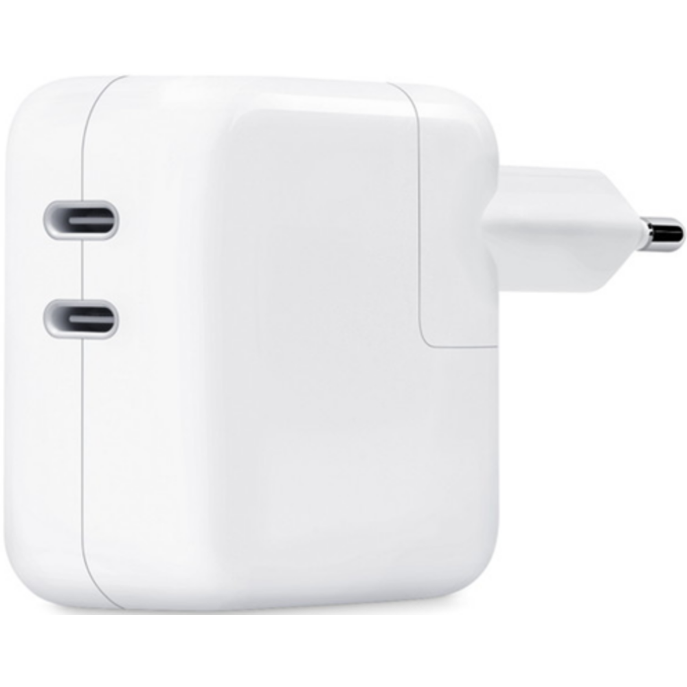 Official Apple 35W Dual USB-C Power Adapter New - Ταχυφορτιστής Ταξιδιού / Αντάπτορας με 2 x Type-C - 35W - White (MW2K3ZM/A)
