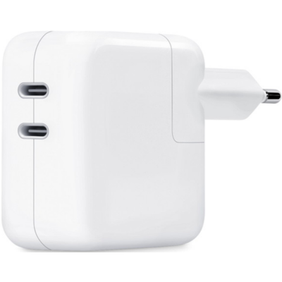 Official Apple 35W Dual USB-C Power Adapter New - Ταχυφορτιστής Ταξιδιού / Αντάπτορας με 2 x Type-C - 35W - White (MW2K3ZM/A)