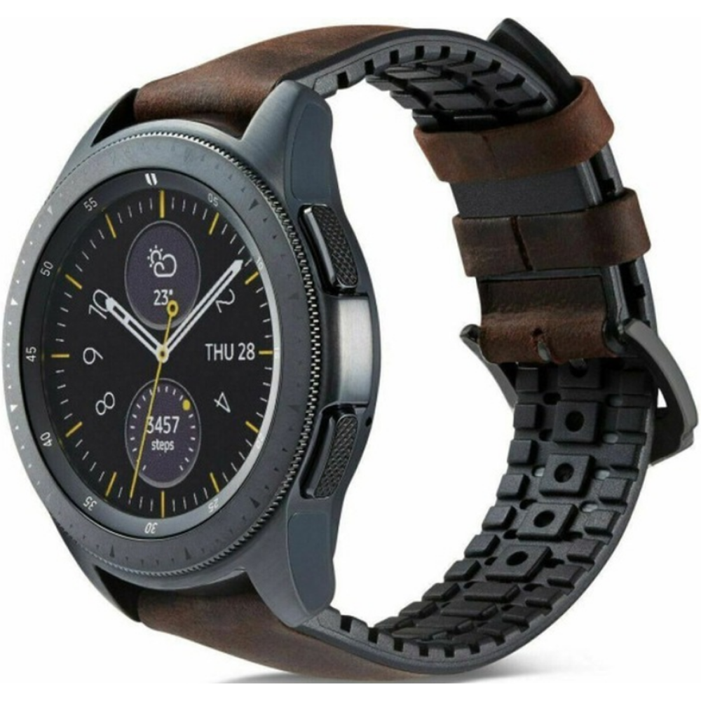 Spacecase Major - Universal Λουράκι για Smartwatches (20mm) από Δέρμα Σουέτ και Σιλικόνη - Dark Brown (5903943241170)