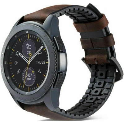 Spacecase Major - Universal Λουράκι για Smartwatches (20mm) από Δέρμα Σουέτ και Σιλικόνη - Dark Brown (5903943241170)