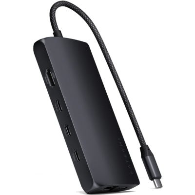 Satechi USB-C Multiport Adapter 8K With Ethernet V3 - Αντάπτορας με 4 x Type-C 3.2 / 1 x Type-C PD 85W / 1 x HDMI 8K 30Hz / 1 x Ethernet / 1 x SD 4.0 - Midnight (ST-P8KED)