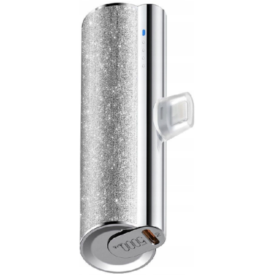 Veger PowerBank Lipstick-L W0573P - Φορητή Μπαταρία Φόρτισης με Ενσωματωμένο 1 x Lightning (Male) & 1 x Type-C (Female) - 5000mAh - 12W - Silver (6970453558523)