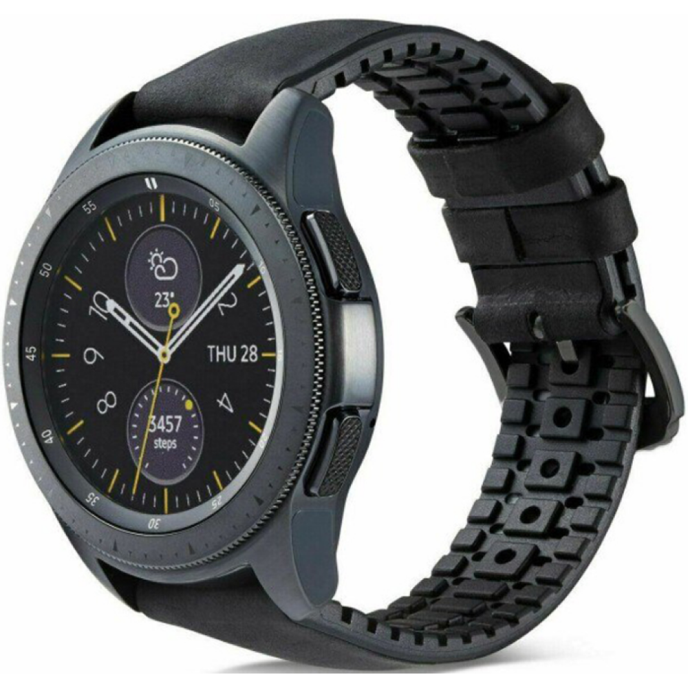 Spacecase Major - Universal Λουράκι για Smartwatches (22mm) από Δέρμα Σουέτ και Σιλικόνη - Black (5903943241248)