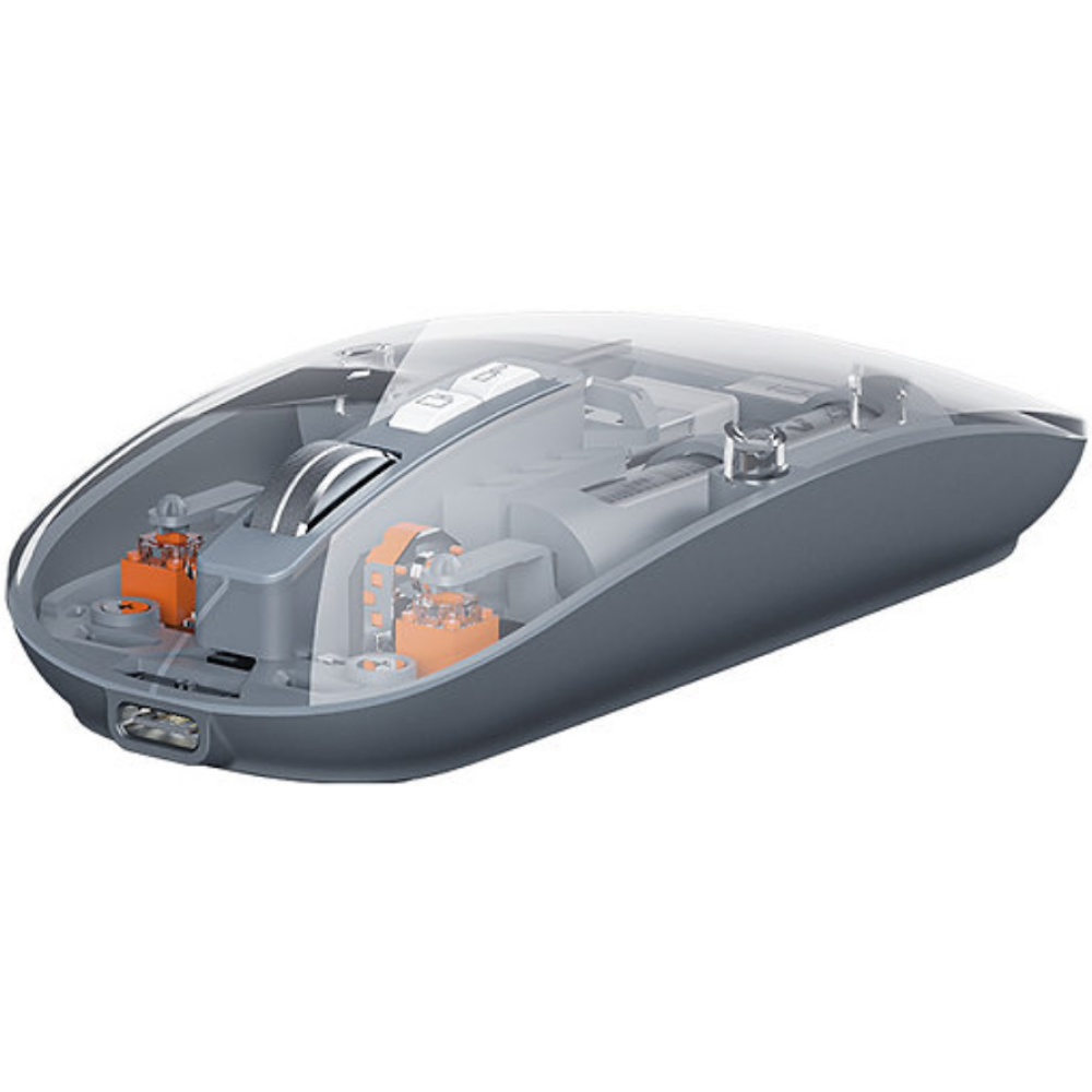 Recci RCS-M01 Space Capsule Multimode Wireless Mouse - Ασύρματο Διάφανο Ποντίκι - Grey (6955482525203)