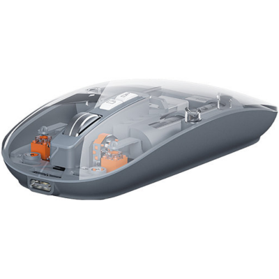Recci RCS-M01 Space Capsule Multimode Wireless Mouse - Ασύρματο Διάφανο Ποντίκι - Grey (6955482525203)