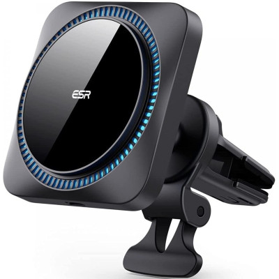 ESR HaloLock Wireless Car Charger with CryoBoost - Μαγνητική Βάση Ασύρματης Φόρτισης MagSafe για Αεραγωγούς Αυτοκινήτου - 7.5W - Frosted Onyx (4894240132746)