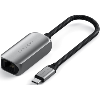 Satechi USB-C To 2.5 Gigabit Ethernet Adapter - Αντάπτορας Type-C (male) σε 2.5 Gigabit Ethernet (female) - 20cm - Space Grey (ST-AE25M)