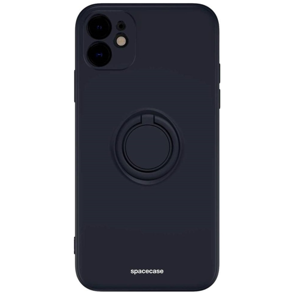 Spacecase Silicone Ring - Θήκη Σιλικόνης με Μεταλλικό Μαγνητικό Ring Holder - Apple iPhone 11 - Black (5905719013097)