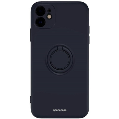 Spacecase Silicone Ring - Θήκη Σιλικόνης με Μεταλλικό Μαγνητικό Ring Holder - Apple iPhone 11 - Black (5905719013097)