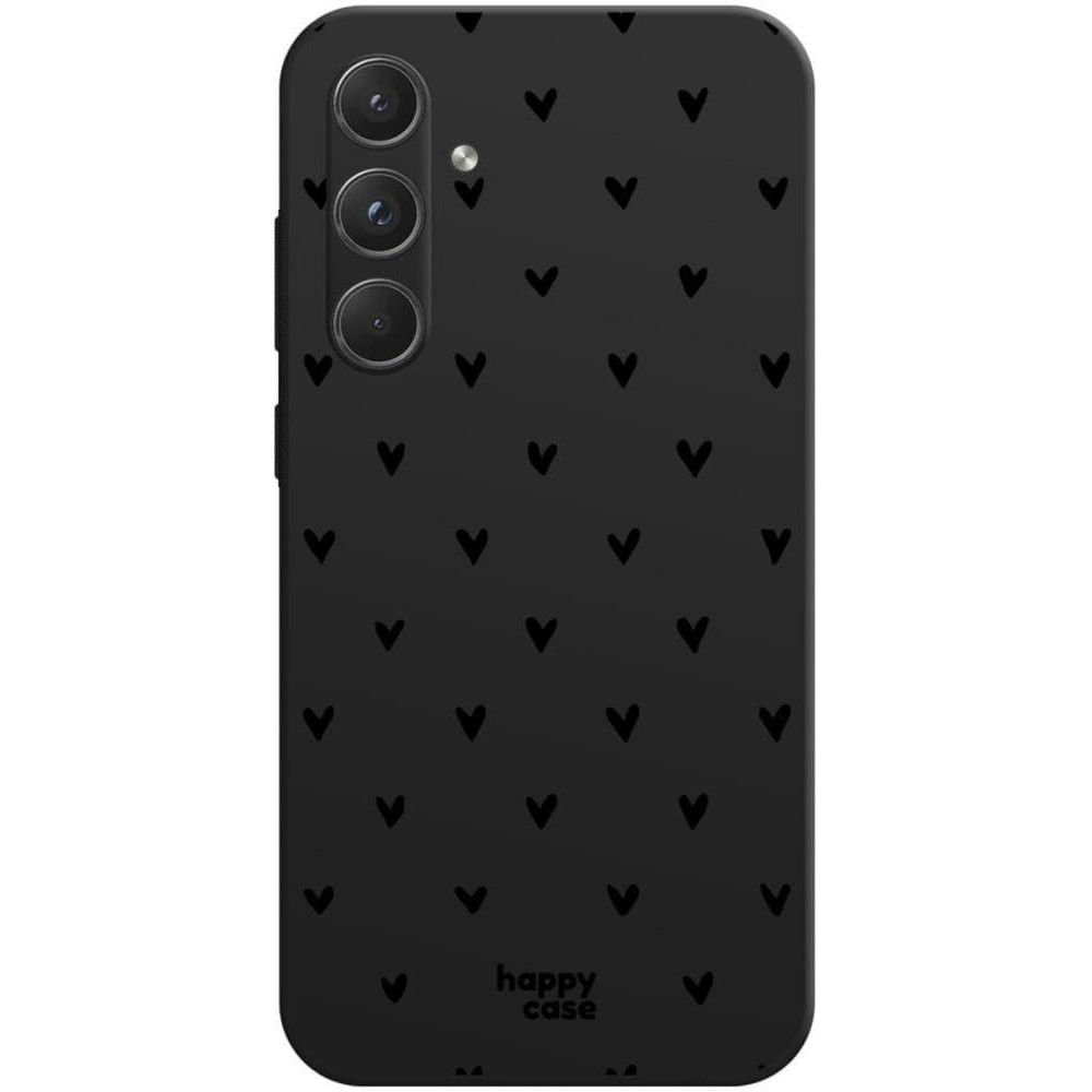 Θήκη Σιλικόνης - Samsung Galaxy A55 - HappyCase - Hearts Black Print (8719246449703)