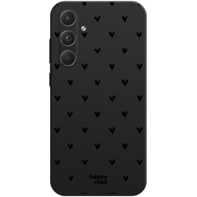 Θήκη Σιλικόνης - Samsung Galaxy A55 - HappyCase - Hearts Black Print (8719246449703)