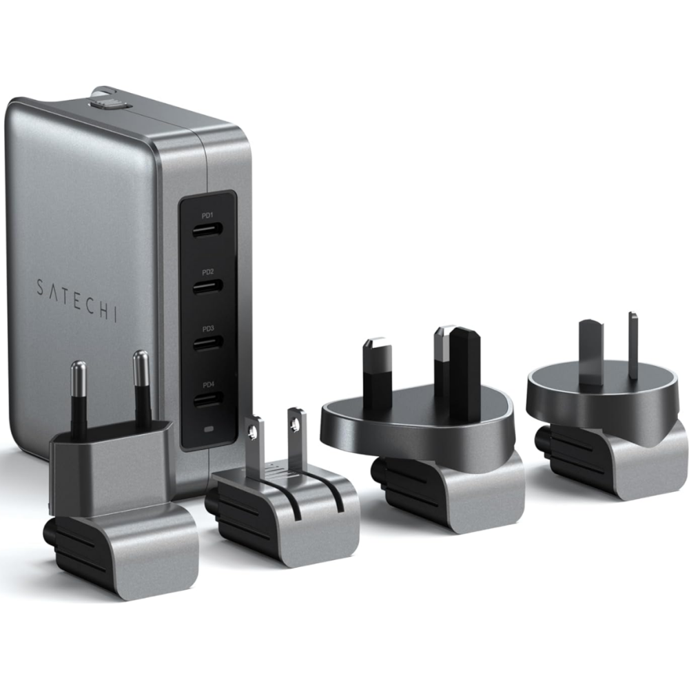 Satechi 145W USB-C Travel Charger - Ταχυφορτιστής Ταξιδιού με Βύσματα EU / US / UK / AU και 4 Θύρες Type-C - 145W - Space Gray (ST-W145GTM)