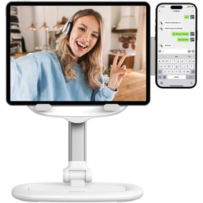 Baseus Seashell Series Dual Support - Ρυθμιζόμενη Βάση για Tablet & Μαγνητική MagSafe Βάση για Smartphone / iPhone - White (B10451501211-00)