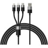 Baseus 3 in 1 StarSpeed Series - Καλώδιο Φόρτισης και Μεταφοράς Δεδομένων USB-A σε Lightning / Type-C / MicroUSB - 120cm - 3.5A - Black (CAXS000001)