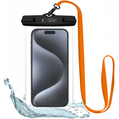 Tech-Protect UWC7 - Universal Αδιάβροχη Θήκη για Smartphone έως 6.9'' - IPX8 - Black / Orange (5906302309573)
