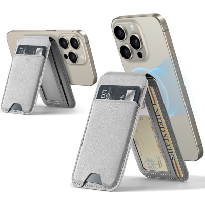 ESR HaloLock Wallet Stand - MagSafe Θήκη - Πορτοφόλι για Κάρτες / Αναδιπλούμενη Βάση από Vegan Δέρμα - Natural Titanium (4894240191996)