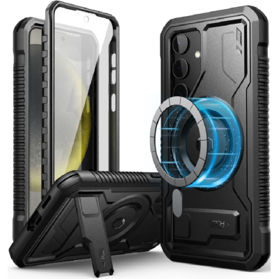 Full Body Ανθεκτική Θήκη MagSafe με Kickstand - Samsung Galaxy S24 - Tech-Protect Kevlar MagSafe Plus - Black (5906203690831)
