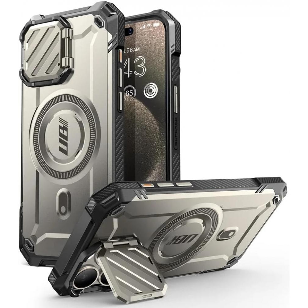 Θήκη Apple iPhone 15 Pro Max - Supcase Unicorn Beetle XT Mag Ανθεκτική MagSafe με Μεταλλικό Κάλυμμα για την Κάμερα - Titan Gray (843439137172)