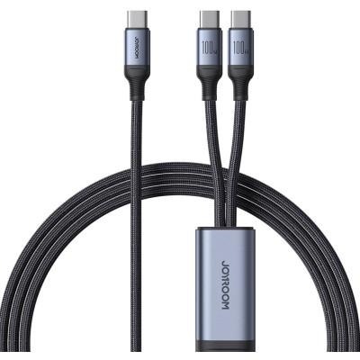 Joyroom 2 in 1 Speedy Series SA21-1T2 - Καλώδιο Φόρτισης Type-C σε 2 x Type-C - 150cm - 100W - Black (6941237100764)