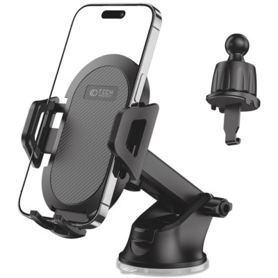 Tech-Protect V5 2in1 Dash & Vent Car Mount - Universal Βάση Κινητών με Βεντούζα & Ρυθμιζόμενο Βραχίονα για Ταμπλό / Παρμπρίζ & Αεραγωγούς Αυτοκινήτου - Black (9490713933909)