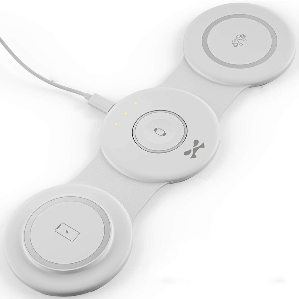 Ghostek NRGStation 3 in 1 Wireless Station - Αναδιπλούμενος Μαγνητικός Ασύρματος Ταχυφορτιστής MagSafe για iPhone 16 / 15 / 14 / 13 / 12 / Airpods / Apple Watch - 15W - White (GHONRGST01)