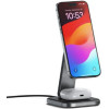 Satechi 2-in-1 Foldable Qi2 Wireless Charging Stand - Μαγνητική Αναδιπλούμενη Βάση Ασύρματης Φόρτισης MagSafe για iPhone 16 / 15 / 14 / 13 / 12 & AirPods από Αλουμίνιο και Vegan Δέρμα - 15W - Space Gray (ST-Q21FM)