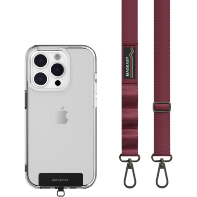 SwitchEasy MagEasy Sling Strap & Strap Card 20mm - Αποσπώμενο Λουράκι Λαιμού για Θήκες Κινητών iPhone - Burgundy (MPHIPH159BD23)