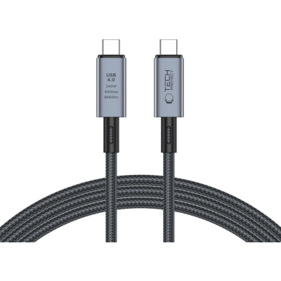 Tech-Protect Ultraboost Max Cable - Καλώδιο Φόρτισης και Μεταφοράς Δεδομένων USB4 Type-C 8K 40Gbps σε Type-C - 200cm - 240W - 5A - Grey (5906302308996)