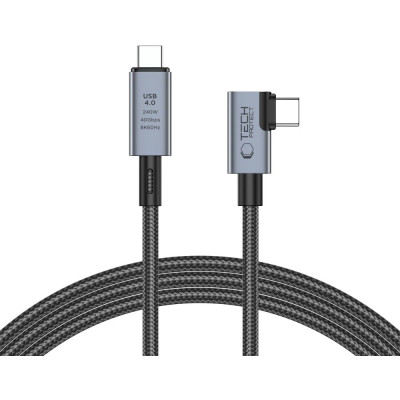 Tech-Protect Ultraboost Max "L" Cable - Καλώδιο Φόρτισης και Μεταφοράς Δεδομένων USB4 Type-C 8K 40Gbps σε Type-C Ορθή Γωνία - 150cm - 240W - 5A - Grey (5906302309252)
