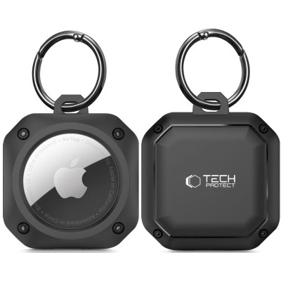 Tech-Protect Rough Pro - Σκληρή Θήκη / Μπρελόκ Apple AirTag - Black (5906203691333)
