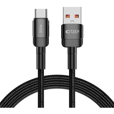 Tech-Protect Ultraboost Evo - Καλώδιο Φόρτισης και Μεταφοράς Δεδομένων USB-A σε Type-C - 200cm - 100W - 5A - Black (5906203690725)