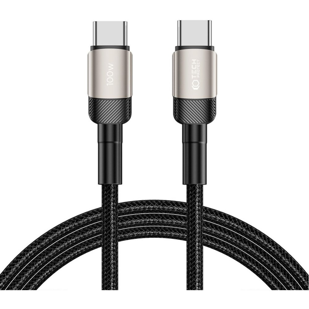 Tech-Protect Ultraboost Evo - Καλώδιο Φόρτισης και Μεταφοράς Δεδομένων Type-C σε Type-C - 200cm - 100W - 5A - Titanium (5906203690640)