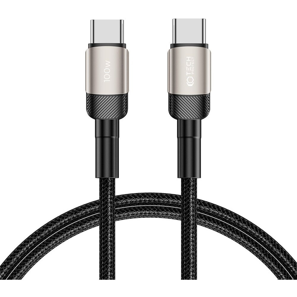 Tech-Protect Ultraboost Evo - Καλώδιο Φόρτισης και Μεταφοράς Δεδομένων Type-C σε Type-C - 100cm - 100W - 5A - Titanium (5906203690633)