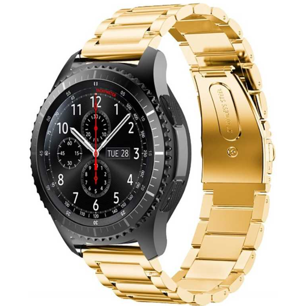 Spacecase Stainless Steel - Universal Μεταλλικό Λουράκι για Smartwatches (22mm) από Ανοξείδωτο Ατσάλι - Gold (5903943240623)